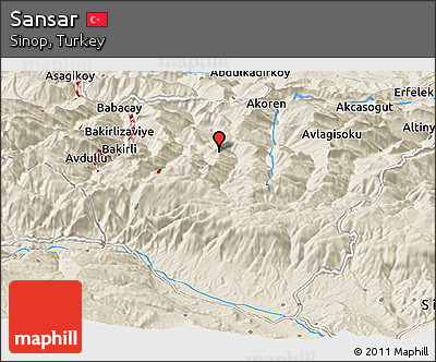 Shaded Relief Panoramic Map of Sansar
