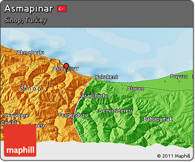 Political 3D Map of Asmapınar