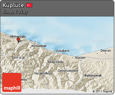 Shaded Relief 3D Map of Küplüce