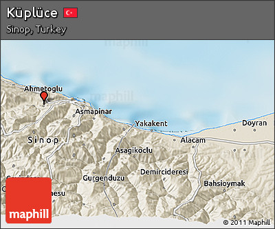 Shaded Relief 3D Map of Küplüce