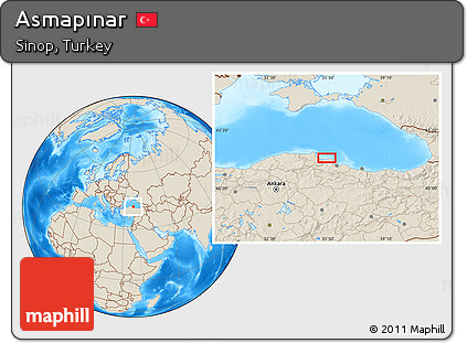 Shaded Relief Location Map of Asmapınar