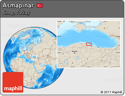 Shaded Relief Location Map of Asmapınar