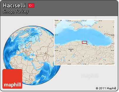 Shaded Relief Location Map of Hacıselli