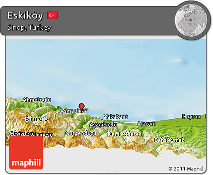 Physical Panoramic Map of Eskiköy