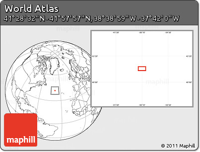 Blank Location Map of the Area around 41° 43' 14" N, 38° 10' 29" W