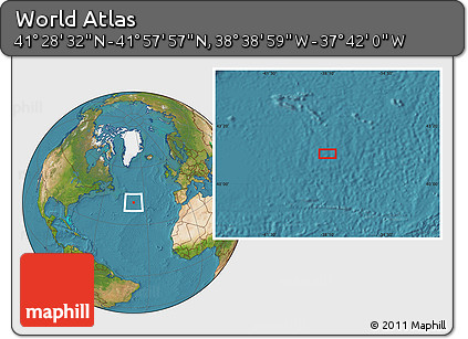 Satellite Location Map of the Area around 41° 43' 14" N, 38° 10' 29" W