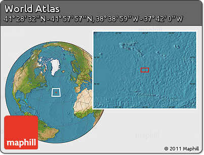 Satellite Location Map of the Area around 41° 43' 14" N, 38° 10' 29" W