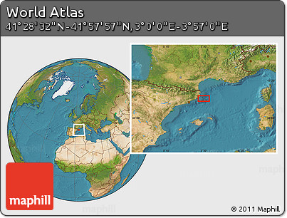 Satellite Location Map of the Area around 41° 43' 14" N, 3° 28' 30" E