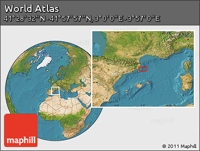 Satellite Location Map of the Area around 41° 43' 14" N, 3° 28' 30" E