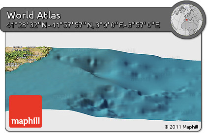 Satellite Panoramic Map of the Area around 41° 43' 14" N, 3° 28' 30" E
