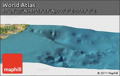 Satellite Panoramic Map of the Area around 41° 43' 14" N, 3° 28' 30" E