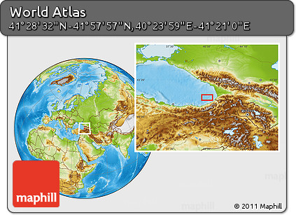 Physical Location Map of the Area around 41° 43' 14" N, 40° 52' 30" E