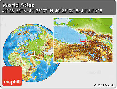 Physical Location Map of the Area around 41° 43' 14" N, 40° 52' 30" E