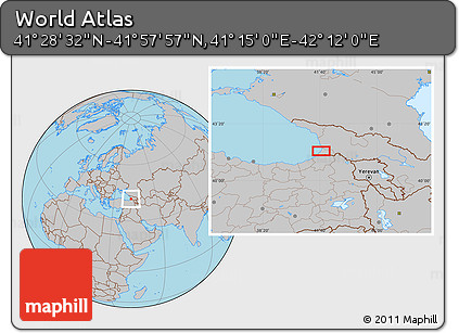 Gray Location Map of the Area around 41° 43' 14" N, 41° 43' 30" E
