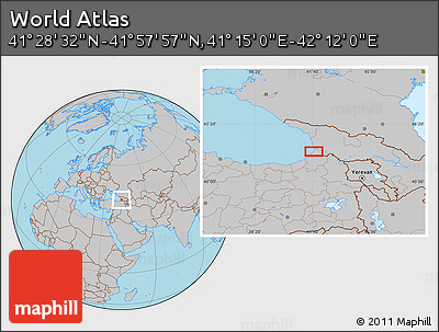 Gray Location Map of the Area around 41° 43' 14" N, 41° 43' 30" E