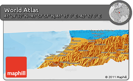 Political Panoramic Map of the Area around 41° 43' 14" N, 41° 43' 30" E