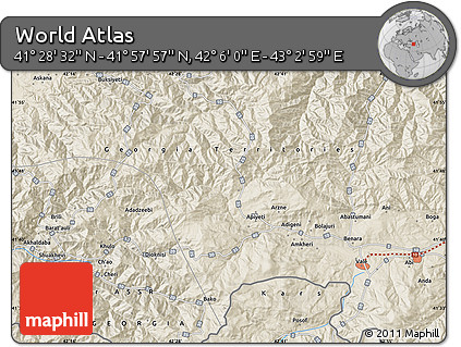 Shaded Relief Map of the Area around 41° 43' 14" N, 42° 34' 30" E