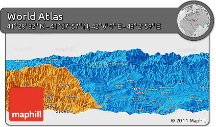 Political Panoramic Map of the Area around 41° 43' 14" N, 42° 34' 30" E