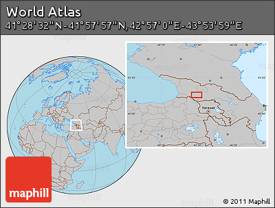 Gray Location Map of the Area around 41° 43' 14" N, 43° 25' 29" E