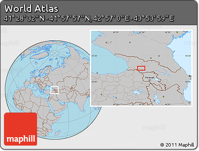Gray Location Map of the Area around 41° 43' 14" N, 43° 25' 29" E