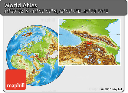 Physical Location Map of the Area around 41° 43' 14" N, 43° 25' 29" E