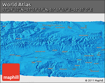 Political 3D Map of the Area around 41° 43' 14" N, 44° 16' 29" E