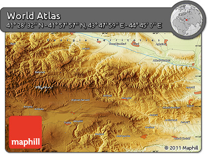 Physical Map of the Area around 41° 43' 14" N, 44° 16' 29" E