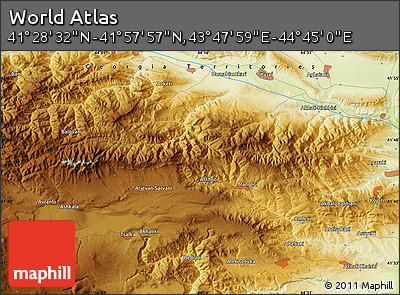 Physical Map of the Area around 41° 43' 14" N, 44° 16' 29" E