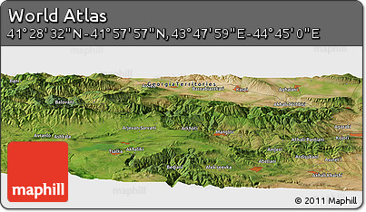 Satellite Panoramic Map of the Area around 41° 43' 14" N, 44° 16' 29" E