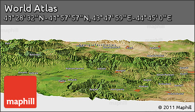 Satellite Panoramic Map of the Area around 41° 43' 14" N, 44° 16' 29" E
