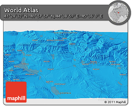 Political 3D Map of the Area around 41° 43' 14" N, 45° 7' 30" E
