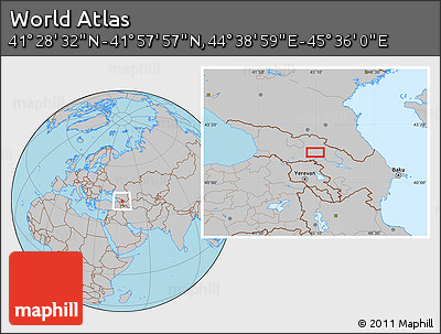 Gray Location Map of the Area around 41° 43' 14" N, 45° 7' 30" E