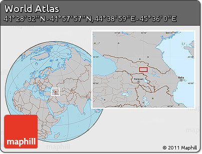 Gray Location Map of the Area around 41° 43' 14" N, 45° 7' 30" E