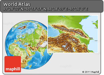 Physical Location Map of the Area around 41° 43' 14" N, 45° 7' 30" E