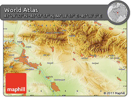 Physical Map of the Area around 41° 43' 14" N, 45° 7' 30" E
