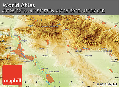 Physical Map of the Area around 41° 43' 14" N, 45° 7' 30" E
