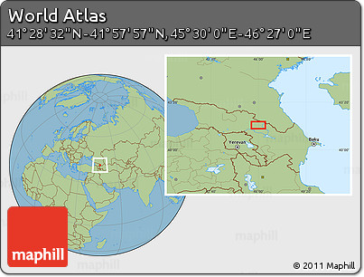 Savanna Style Location Map of the Area around 41° 43' 14" N, 45° 58' 30" E