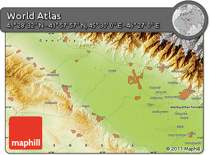 Physical Map of the Area around 41° 43' 14" N, 45° 58' 30" E
