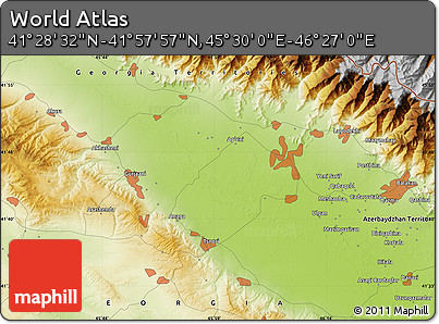 Physical Map of the Area around 41° 43' 14" N, 45° 58' 30" E