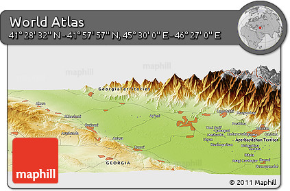 Physical Panoramic Map of the Area around 41° 43' 14" N, 45° 58' 30" E