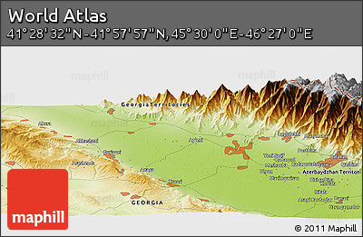 Physical Panoramic Map of the Area around 41° 43' 14" N, 45° 58' 30" E