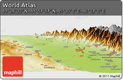 Physical Panoramic Map of the Area around 41° 43' 14" N, 45° 58' 30" E