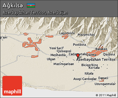 Shaded Relief Panoramic Map of Ağkilsǝ