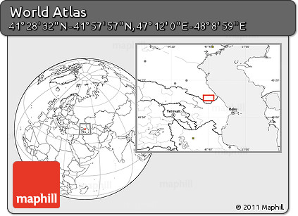 Blank Location Map of the Area around 41° 43' 14" N, 47° 40' 29" E