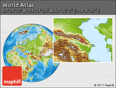 Physical Location Map of the Area around 41° 43' 14" N, 47° 40' 29" E