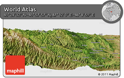 Satellite Panoramic Map of the Area around 41° 43' 14" N, 47° 40' 29" E