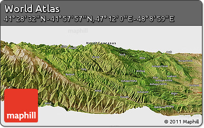 Satellite Panoramic Map of the Area around 41° 43' 14" N, 47° 40' 29" E