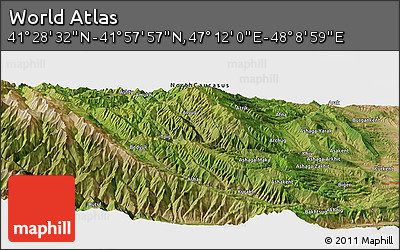 Satellite Panoramic Map of the Area around 41° 43' 14" N, 47° 40' 29" E