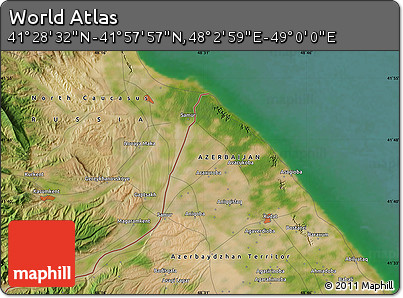 Satellite Map of the Area around 41° 43' 14" N, 48° 31' 29" E