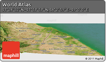 Satellite Panoramic Map of the Area around 41° 43' 14" N, 48° 31' 29" E